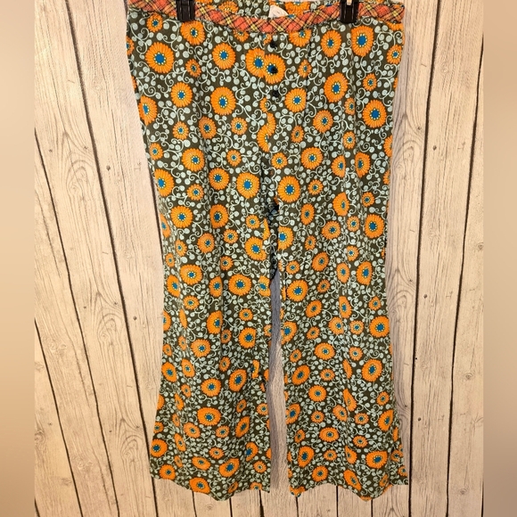 Free People Cottage Collection Pants M — Floral 70s Boho Wide Leg